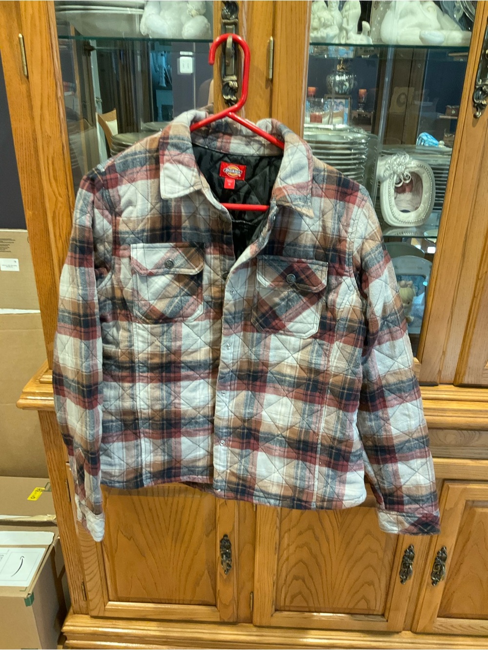Dickies Quilted Plaid Utility Jacket - Red, Gray & Brown